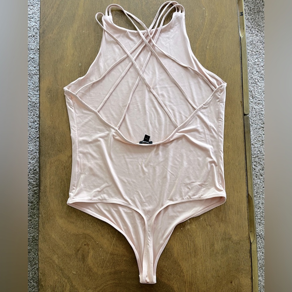 Express Blush Pink Strappy Bodysuit - Women’s Large
